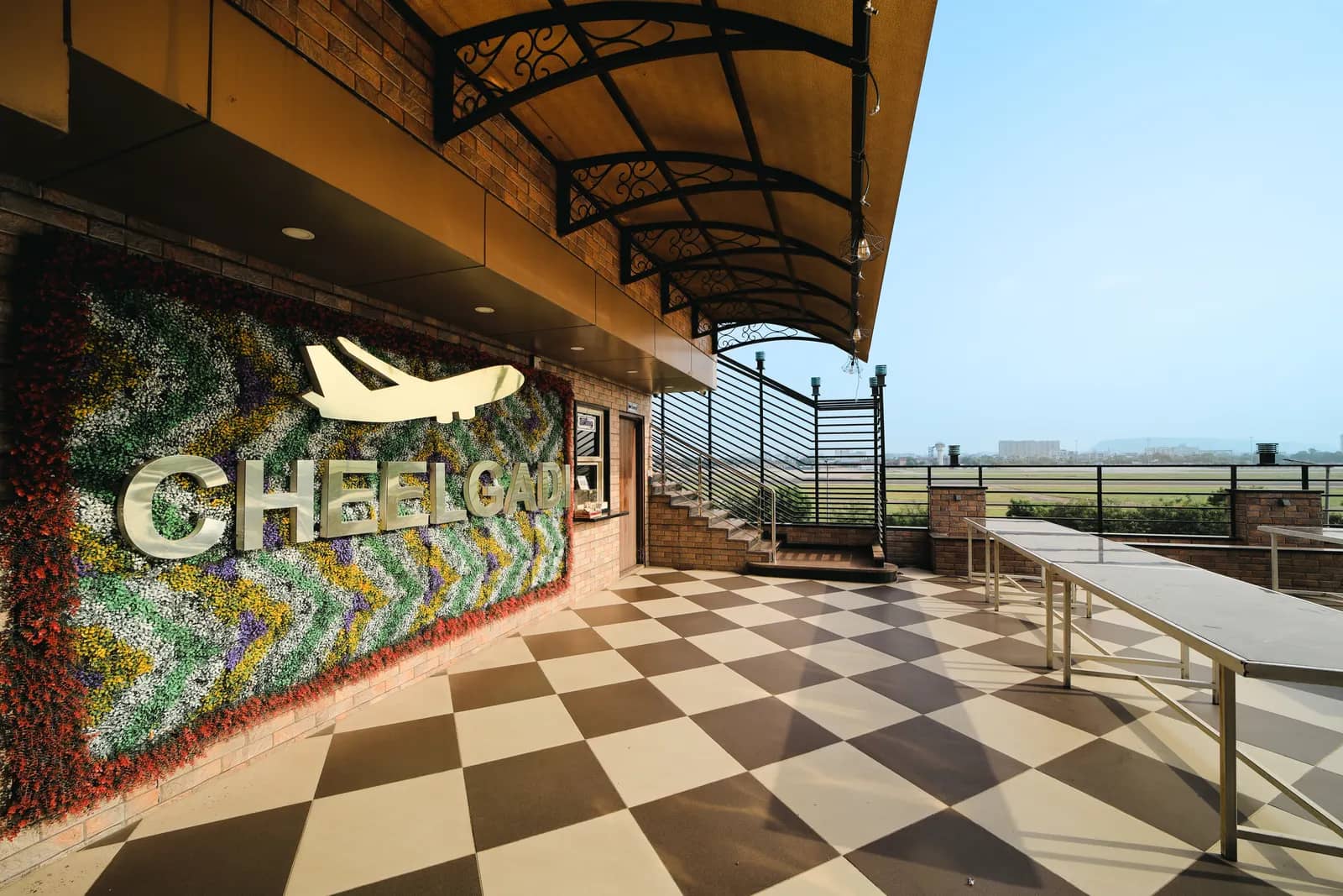 Rooftop restaurant branding at Cheelgadi Jaipur